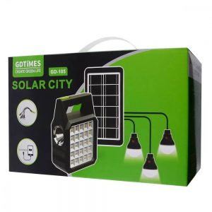 Многофункциональный LED фонарь GD-105 с солнечной панелью, 3 лампочки, павербанк