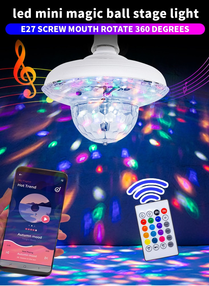 Светодиодная RGB лампа цоколь Е27 с блютуз-динамиком ST01