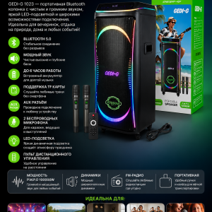 Bluetooth-колонка Gedi-G GD-1023 2*10" 80 Вт